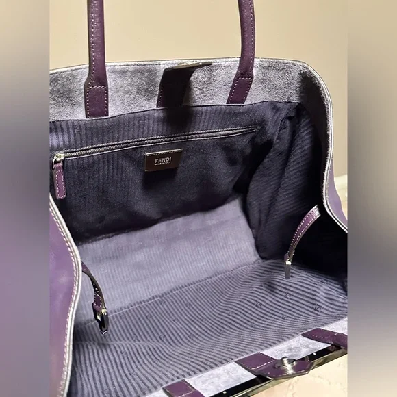 Fendi 2 Jours Plum Large Leather Tote Bag - Picture 6 of 17